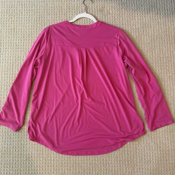 Michael Kors Women’s XL Magenta Pink Zip Front Blouse Roll Tab Sleeves - Picture 4 of 13